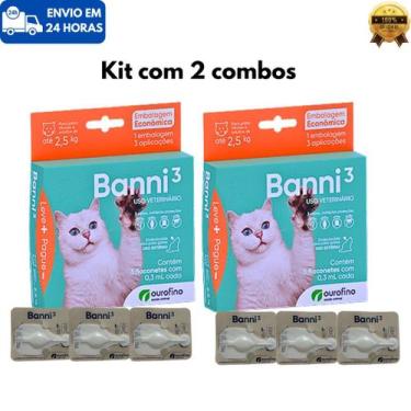 Imagem de Kit 6 Pipetas Pulgas Verme Sarna Ourofino Banni 3 Gato Filhote até 2,5