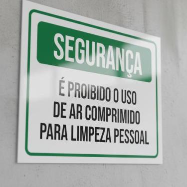 Imagem de Placa Acm Proibido Ar Comprimido Higiene Pessoal 18X23 - Sinalizo