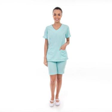 Imagem de Kit com 2 Conjuntos de Jaleco Fechado e Bermuda em Tecido Oxford para 