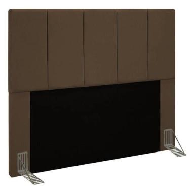 Imagem de Cabeceira Perola Cama Box Casal 140cm Suede Marrom - DROSSI
