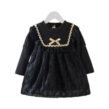 Imagem de Vestido Com Laço Para Menina Estilo Coreano Roupas Infantis De Outono 