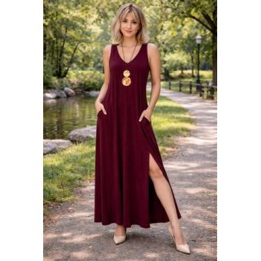 Imagem de Vestido Regatão com Bolso e Fenda na Lateral - modanascimento, Vinho, 
