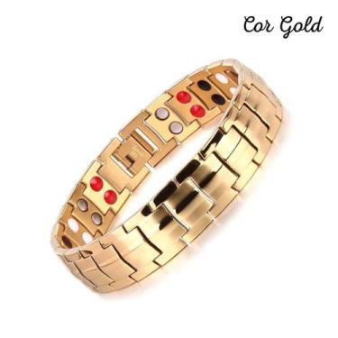Imagem de Pulseira Magnética Simple Strength Grossa, Gold