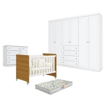 Imagem de Quarto de Bebê Americano 6 Portas com Berço Americano Evolution 4 em 1