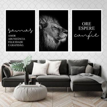 Imagem de Kit 3 Quadros Decorativos Somos Amor - Leão