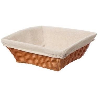 Imagem de Cesto Quadrado Plástico Tipo Bambu Com Forro 24 CM - Western