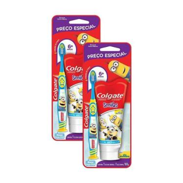 Imagem de Kit 2 Pack Escova de Dente + Creme Dental Infantil Colgate Smiles 100g