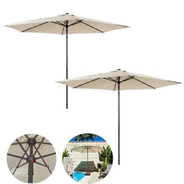 Imagem de Kit 2 Ombrelone 3 metros Guarda Sol Sombreiro 6 Hastes Central Jardim Piscina JURERÊ - AMZ
