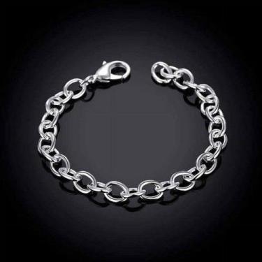 Imagem de Pulseira Banhada Prata 925 Corrente Elos 20cm Unissex Folheada Luxo Se