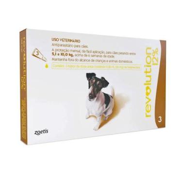 Imagem de Antipulgas Revolution 12% Cães 5,1 A 10Kg  c/ 3 Pipetas  Zoetis