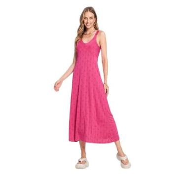 Imagem de Vestido Feminino Midi De Alça Duplas Viscose Creponada - Rovitex, Rosa