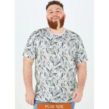 Imagem de Camiseta Masculina Floral Plus Size Malwee Ref. 104185, Branco, G4