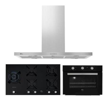 Imagem de Kit Infinity Fischer: Forno Preto Coifa Ilha Cooktop 5B Duo, 220V
