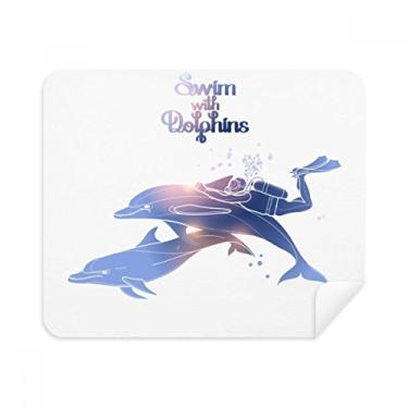 Imagem de Pano de limpeza para natação com golfinhos Illustrate 2 peças de tecido de camurça
