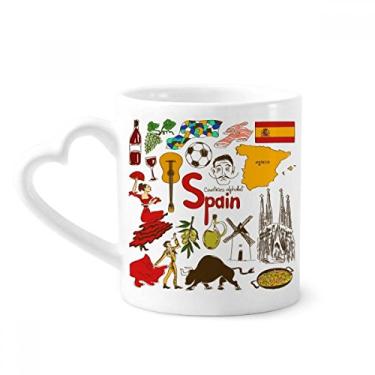 Imagem de Caneca com bandeira nacional de animais da Espanha Landscap Caneca de café cerâmica copo de coração de vidro