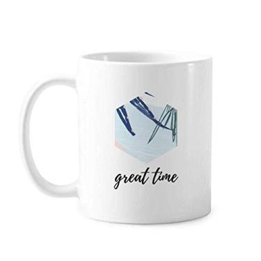 Imagem de Folha abstrata plantas arte padrão caneca cerâmica café porcelana xícara louça