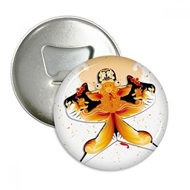 Imagem de Abridor de garrafas com estampa de pipa tradicional chinesa com ímã de geladeira, emblema multifuncional