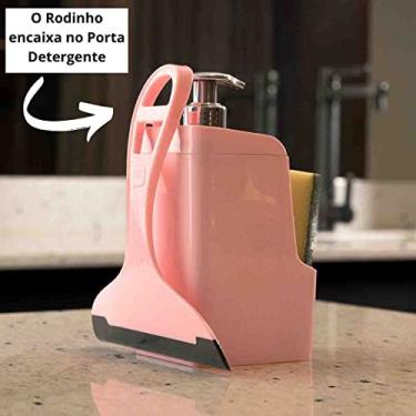 Imagem de Kit 2 Peças Para Pia Cozinha Com Porta Detergente Quadrado E Rodinho UZ cor:Rosa