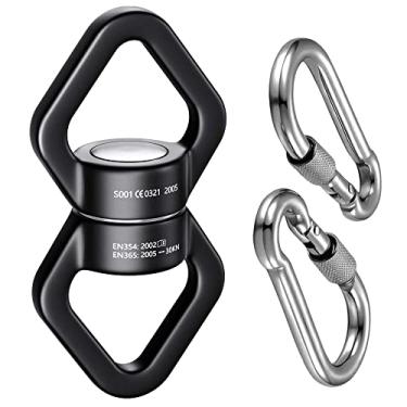 Imagem de Trobing Rotação giratória, dispositivo rotativo 30KN com conjunto de mosquetão, ganchos de segurança para balanço de árvores, redes, sedas aéreas e ioga aérea, escalada em ambientes internos e externos