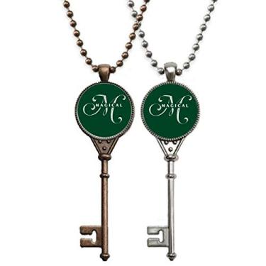 Imagem de OFFbb-USA Colar de chaves mágicas com expressão de letra para decoração de casal