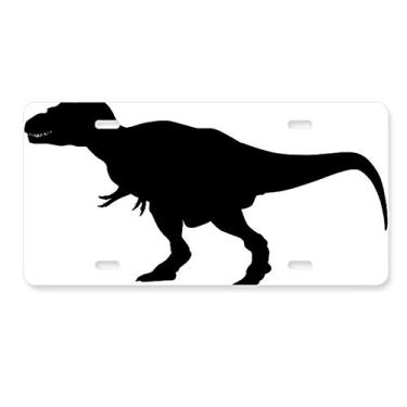 Imagem de DIYthinker Placa de carro com silhueta encaracolada de dinossauro, acessório de aço inoxidável para decoração de carro