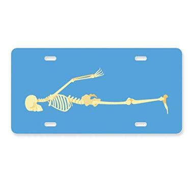 Imagem de DIYthinker Ilustração de osso lateral humano, placa de licença decoração de aço inoxidável automóvel