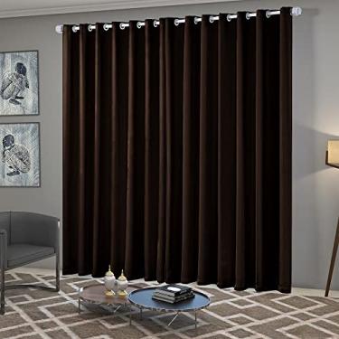 Imagem de Cortina Blackout/Bleucate de Tecido Corta Para Luz Quarto e Sala 4,00m x 2,50m Altura com Ilhós Cromado Solaris - Tabaco