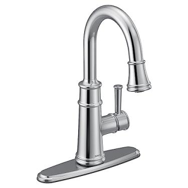 Imagem de Moen 6260 Belfield Torneira de barra de puxar com alavanca única com limpeza elétrica com reflexo, cromada