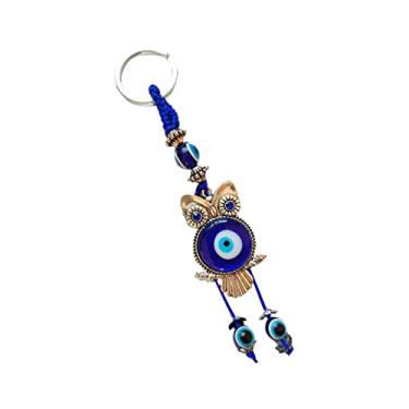 Imagem de NOLITOY pingente de coruja pingente de amuleto chaveiro azul chaveiro de carro hamsa porta-chaves decoração pingente de mochila pingente de bolsa Moda decorar olhos azuis decorações vidro