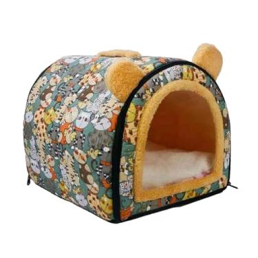 Imagem de WeiLaiKeQi Tenda para animais de estimação, cama para gato, almofada interna, canil, casa para gato, ninho para poodle, gatinho, pomeranian, chihuahua, filhotes, Verde pequeno
