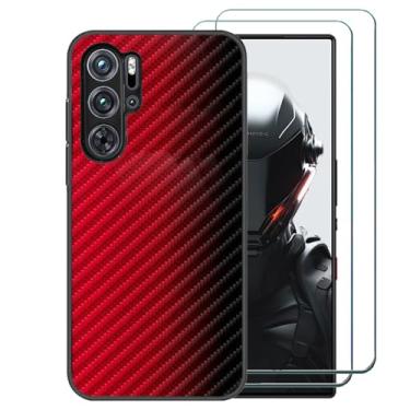 Imagem de Ranyi Capa para ZTE Nubia RedMagic 9 Pro/RedMagic 9 Pro+ com protetor de tela, padrão ondulado gradiente colorido, fina, flexível de borracha de silicone para ZTE Nubia Red Magic 9 Pro/Pro+ - vermelho