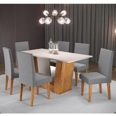 Imagem de Mesa de Jantar Retangular Thea Com 6 Cadeiras Venus Cobre/Blonde/Cinza - Casa Giulia