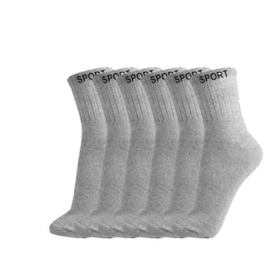 Imagem de Kit 3 Pares Meia Cano Alto Masculino Dia a Dia Sport, Cinza