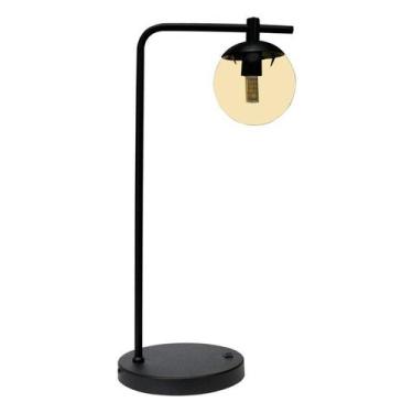 Imagem de Luminária De Mesa Globe Com Vidro Âmbar G9 + Lâmpada LED - I9LED, Pret