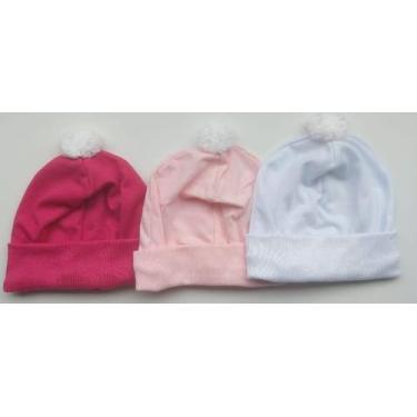 Imagem de Kit Touca recém nascido bebê 100% Algodão Antialérgico 3 peças menino 