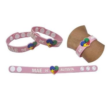 Imagem de Pulseira autismo emborrachada com regulagem identificação pais de auti