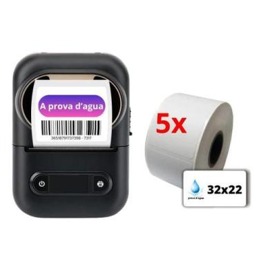 Imagem de 1 Impressora Xd-210 + 5 Rolos Etiquetas 32x22 Prova D'água - Xd Mega