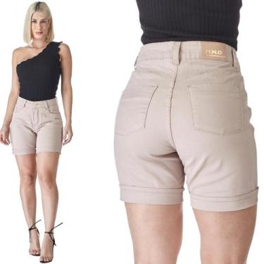 Imagem de Shorts Jeans HNO Meia Coxa Cintura Alta Bege - HNO Jeans, 48