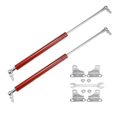 Imagem de X AUTOHAUX 2 peças 43.2 cm 20.4 kg/200N suportes de elevação vermelhos amortecedores mola a gás com chave universal para trailer, carro, caminhão, barco