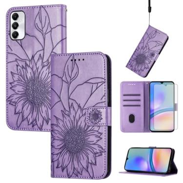 Imagem de Asuwish Capa de telefone para Samsung Galaxy A05s/A05 com protetor de tela de vidro temperado e estampa floral, capa carteira de couro com suporte para cartão de crédito, acessórios para celular Ao5s