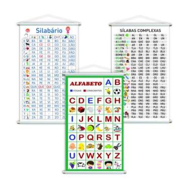 Imagem de Silabário + Complexo + Alfabeto Vogais Kit 3 Banners 80x50cm - PlimSho