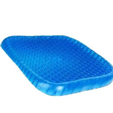Imagem de Almofada Assento Em Gel Ovo Favo De Mel Ortopédica Com Capa, Azul