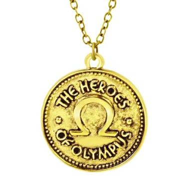 Imagem de PRINCESS CUTENESS STORE Percy Jackson Ivlivs Moeda Heróis do Olimpo semideus antigo colar com pingente dourado Annabeth Chase, Medium, Latão, Sem Pedra Preciosa