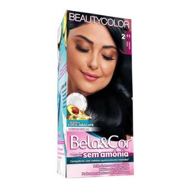Imagem de Kit Coloração Sem Amônia Preto Azulado 2.11 - Beauty Color