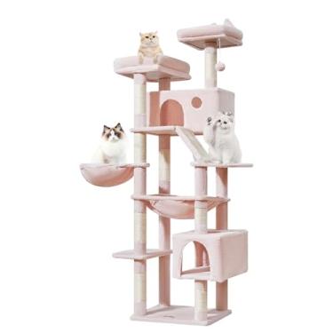 Imagem de Taoqimiao Árvore para gatos de 188 cm, torre para gatos internos, grandes e adultos, condomínio grande de vários níveis, 8 postes para arranhar de sisal, rede aconchegante com estrutura de metal,