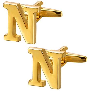 Imagem de Abotoaduras HAWSON masculinas banhadas a ouro para negócios, acessório de camisa de casamento Dourado