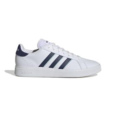 Imagem de adidas Grand Court Base 2.0 Tênis masculino, Branco nuvem, azul escuro, semiflash Aqua, 9.5 UK