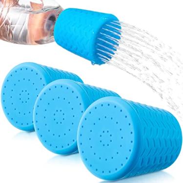 Imagem de Remerry 3 peças de chuveiro portátil para cães, acessório de pulverizador de água ao ar livre, funciona com a maioria das garrafas de plástico de água ou refrigerante de 473 ml a 2 litros (azul celeste)