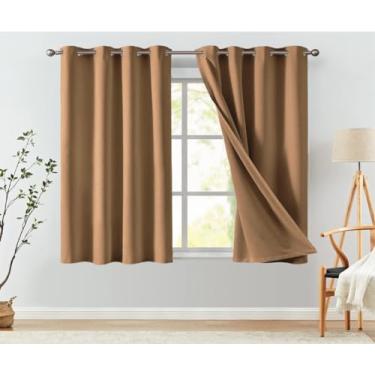 Imagem de Cortina blackout tecido 2,60m x 1,80m corta luz para porta e janelas corta luz (Avelã)