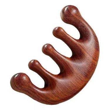 Imagem de Pente De Massagem Natural Madeira Couro Cabeludo Circulação - MinyMix